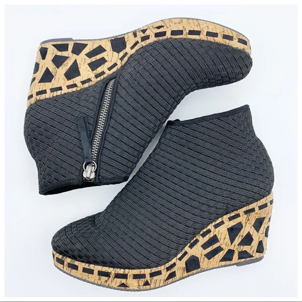 Zee Alexis‎ Engie Woven Wedge Platform Bootie Cork.
